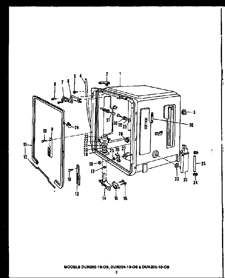 Section 11 Diagram and Parts List for DCR225-1V-OS  Caloric Dishwasher