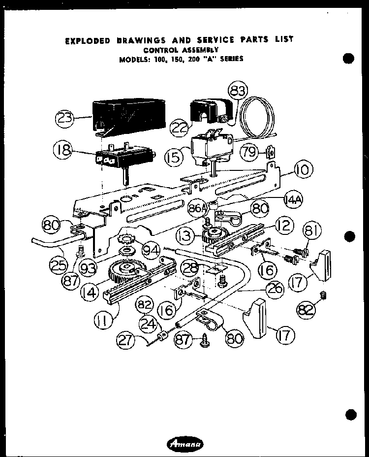 Section 1 Diagram and Parts List for 200C-8R  Amana Air Conditioner