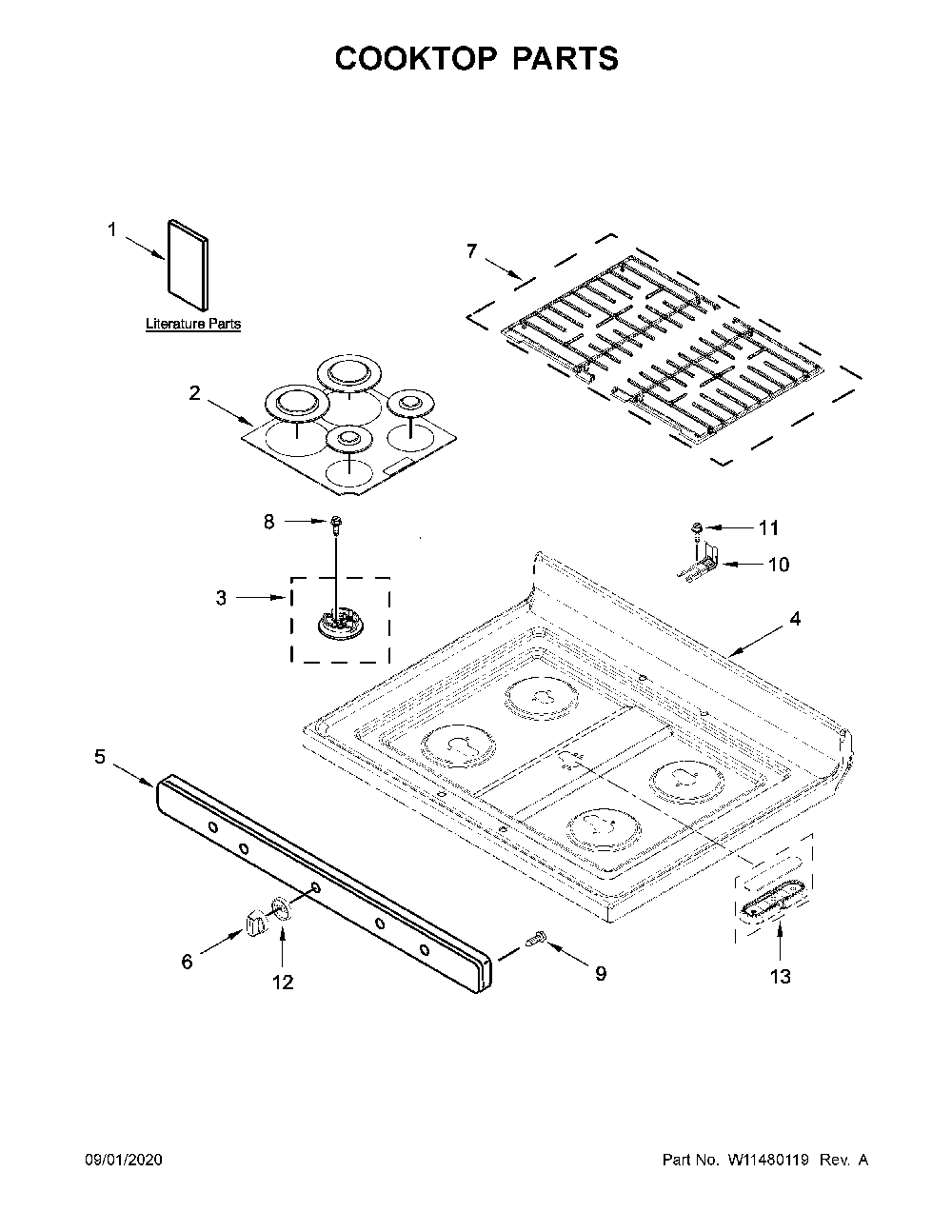 Cooktop parts Diagram and Parts List for MGR6600FW2  Maytag Range