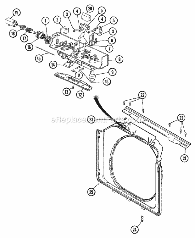 Door Shroud & Door Latch Assembly Diagram and Parts List for MAH5500AWW  Maytag Washer