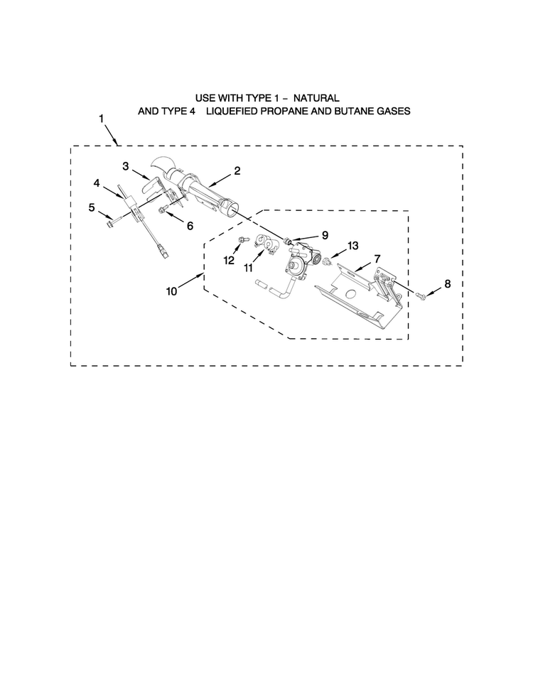 Burner Assembly Diagram and Parts List for MGDB850YW2  Maytag Dryer