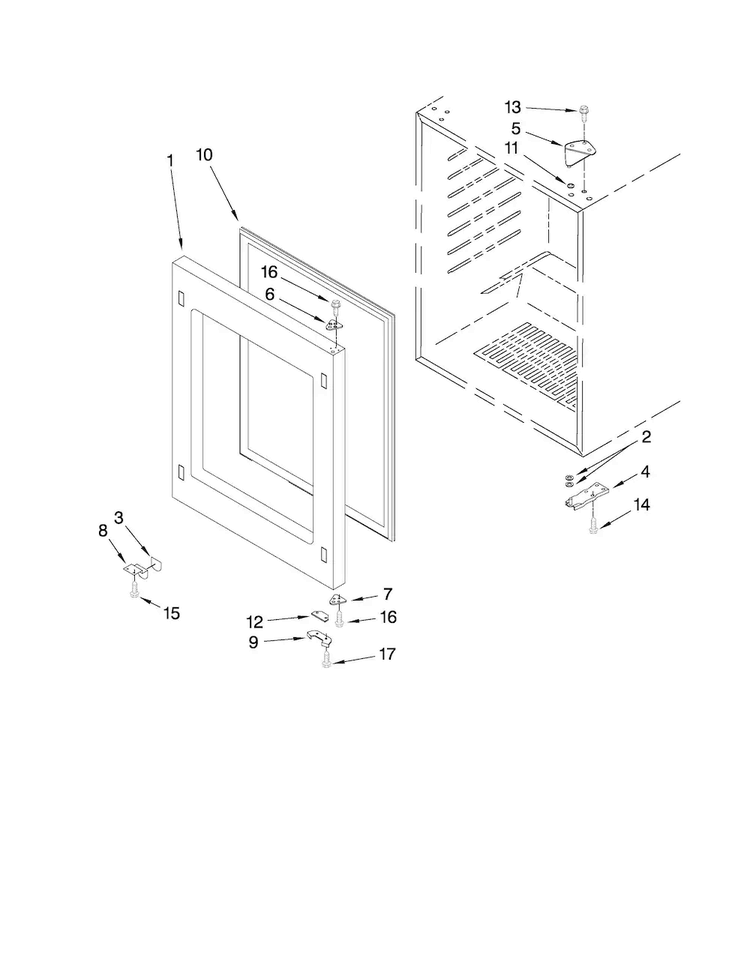 Door Parts Diagram and Parts List for JUB248RBCX01  Jenn-Air Wine and Beverage Cooler