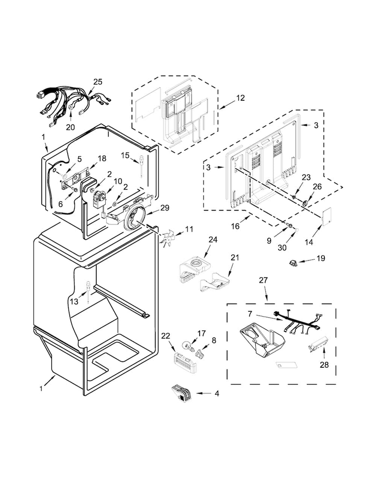 Liner Parts Diagram and Parts List for ART308FFDB00  Amana Refrigerator