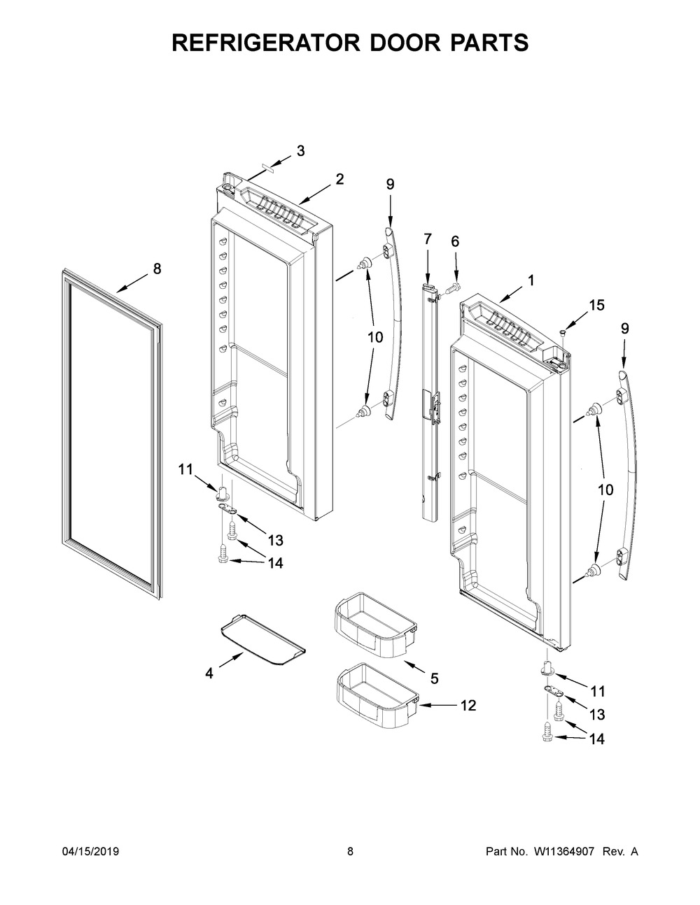 Refrigerator Door Parts Diagram and Parts List for JFC2290REM02  Maytag Refrigerator