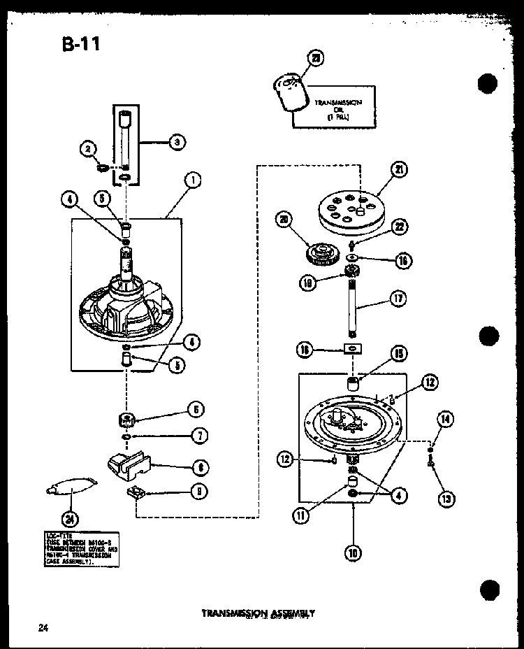 Transmission Assembly Diagram and Parts List for TAA200 P75751-13W Amana Washer