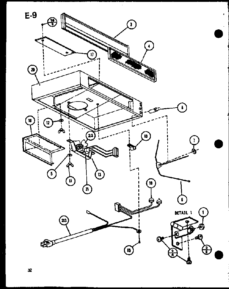 Section 1 Diagram and Parts List for RCR-700-P85727-3S  Amana Range