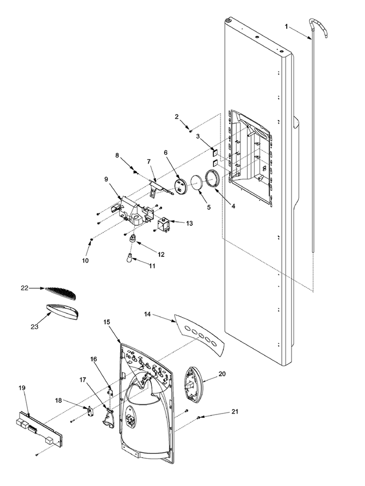 Fz Door And Facade Diagram and Parts List for ACD2232HRB0  Amana Refrigerator