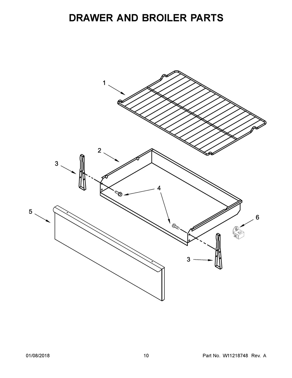 Drawer And Broiler Parts Diagram and Parts List for AGR6603SFS1  Maytag Range