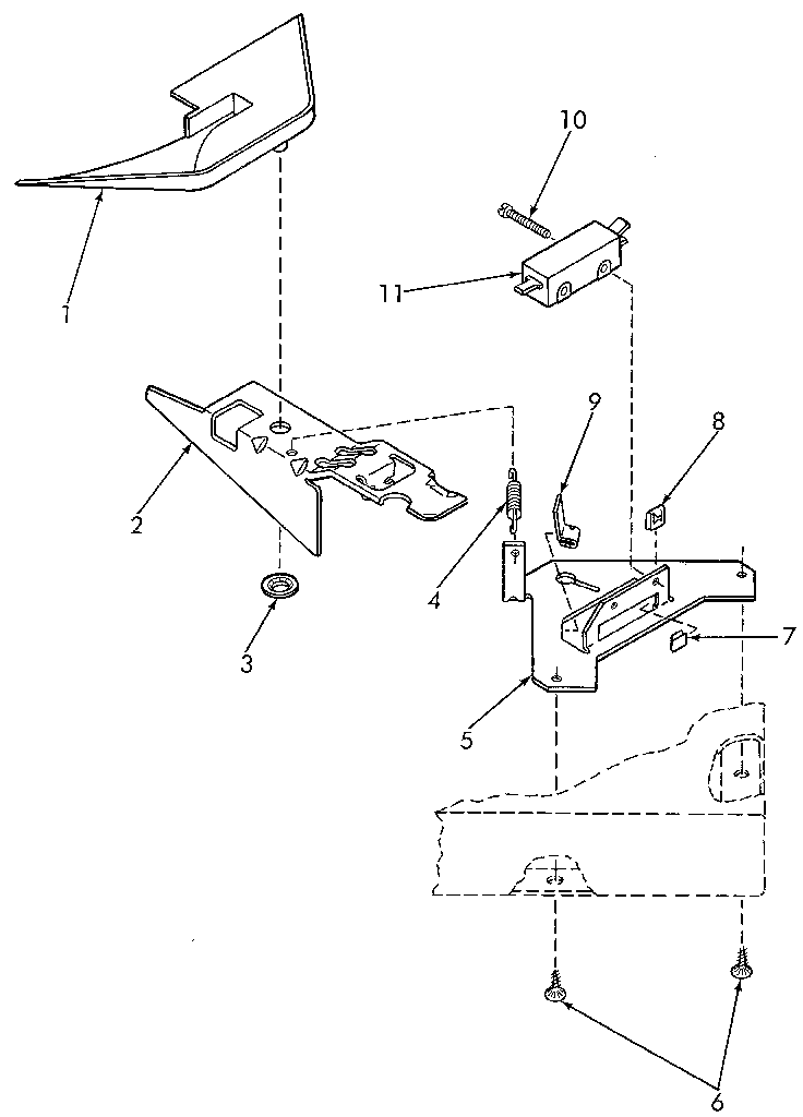 Loading Door Switch And Bracket Assembly Diagram and Parts List for NA3612L33628  Speed Queen Washer
