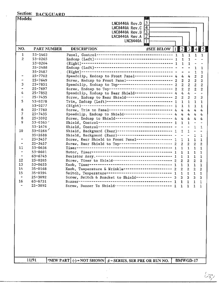 Backguard Page 2 Diagram and Parts List for 8440A REV C Norge Dryer