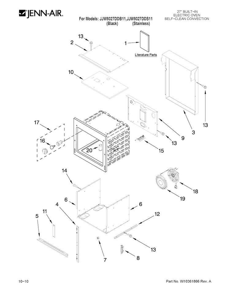 Oven Parts Diagram and Parts List for JJW9327DDS11  Jenn-Air Wall Oven