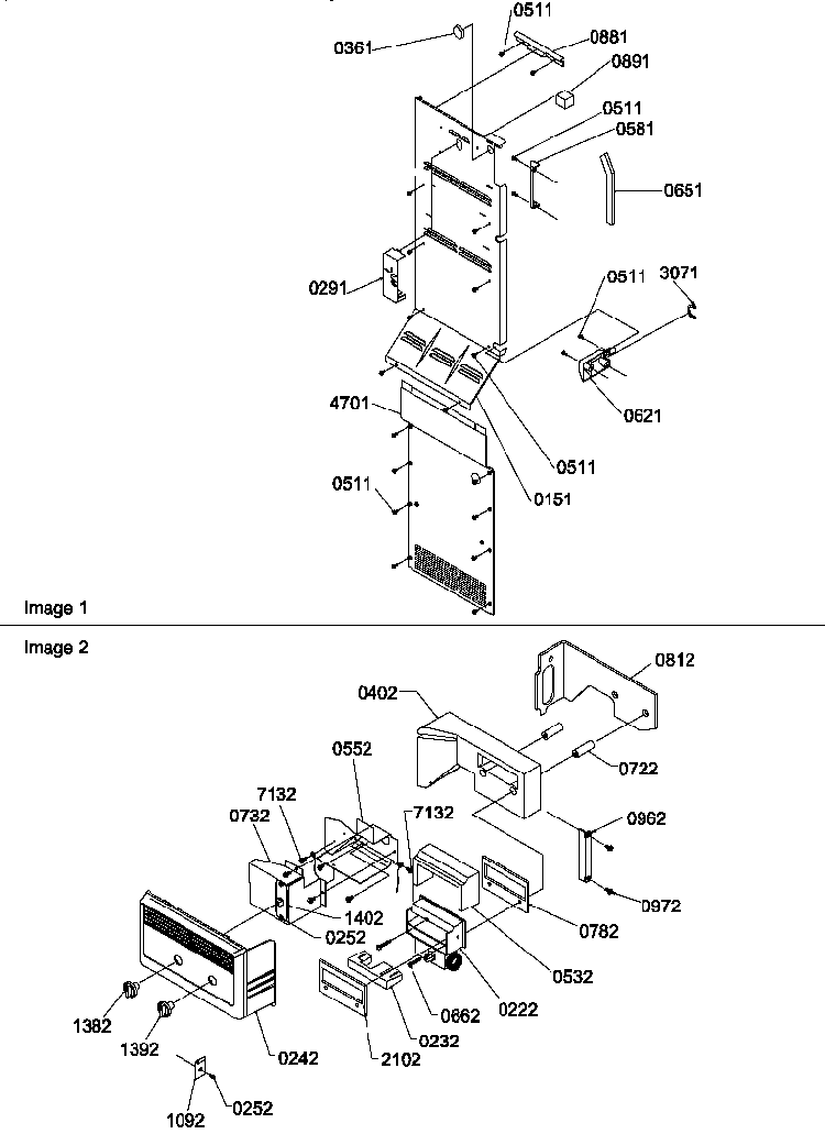 Control Assy Diagram and Parts List for SX322S2L-P1313801WL  Amana Refrigerator