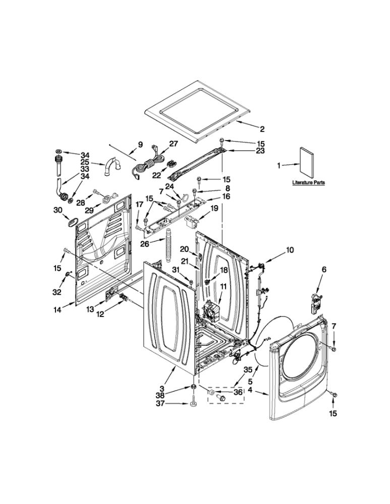 Top And Cabinet Parts Diagram and Parts List for 7MMHW7000YG0  Maytag Washer