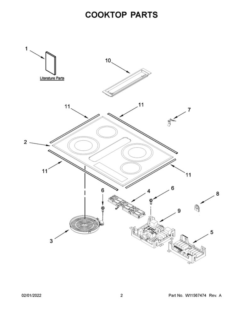 Cooktop Parts Diagram and Parts List for JED4430KB01  Maytag Cooktop