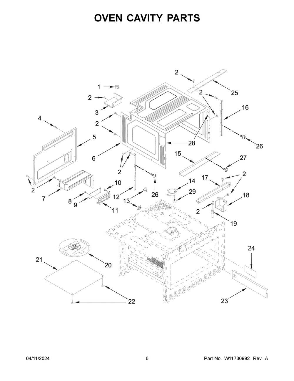 Oven Cavity Parts Diagram and Parts List for JMDFS30HL02  Jenn-Air Microwave