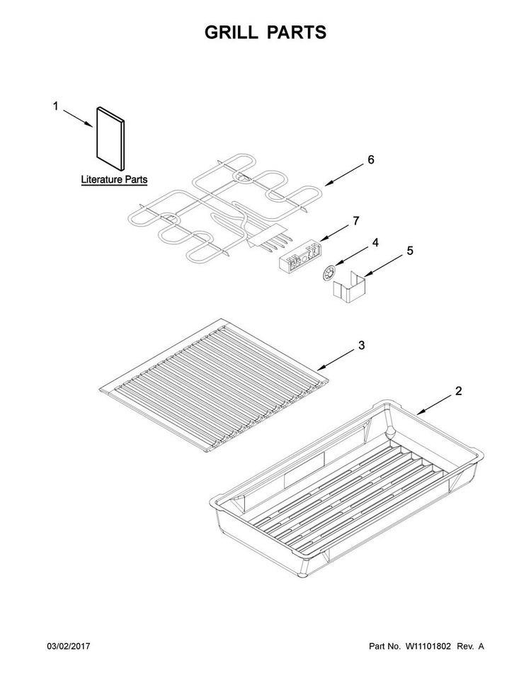 Grill Parts Diagram and Parts List for AO33011  Jenn-Air Range