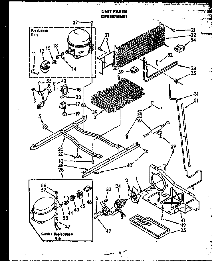 Unit Parts Diagram and Parts List for GFS207 MN01 Caloric Refrigerator