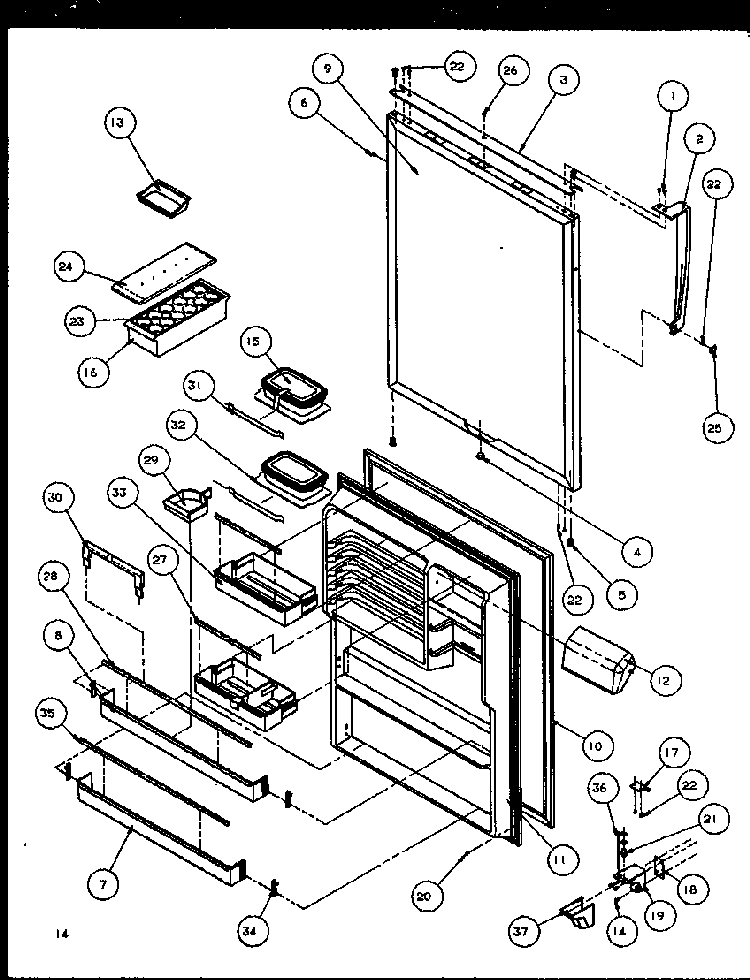 Refrigerator Door Diagram and Parts List for TG18RBW-P1158303WW  Amana Refrigerator