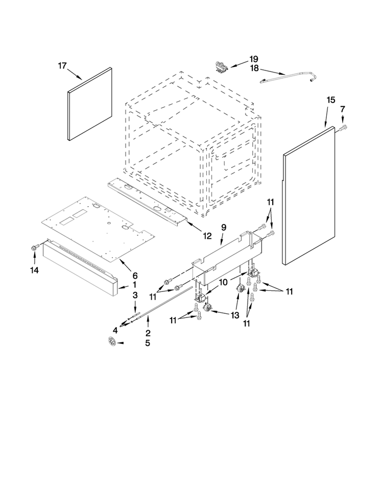 Chassis Parts Diagram and Parts List for JGRP536WP00  Jenn-Air Range