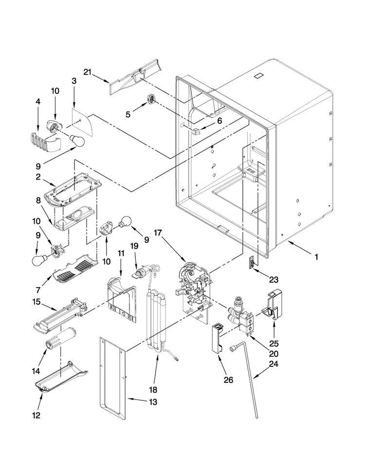 Refrigerator Liner Parts Diagram and Parts List for JFI2089WES2  Jenn-Air Refrigerator