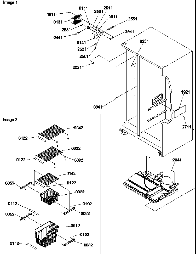 Freezer Shelves And Lights Diagram and Parts List for SBD522VE-P1320303WE  Amana Refrigerator