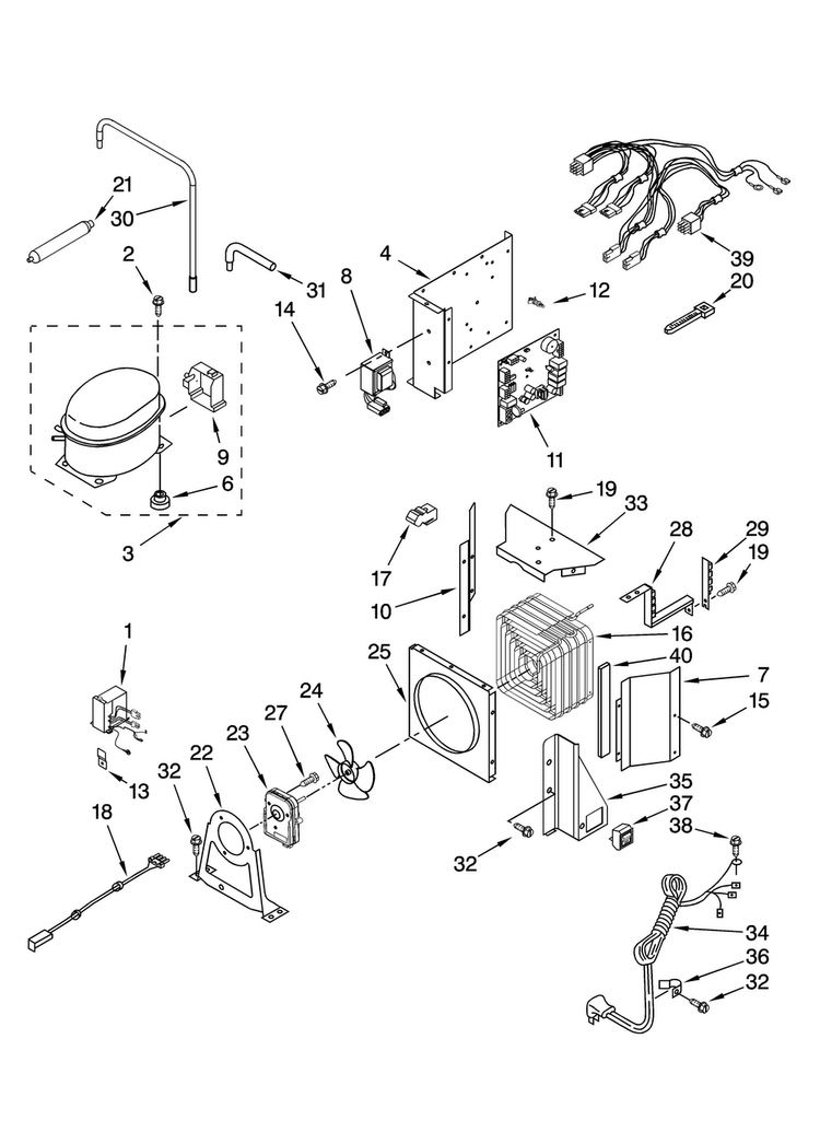Upper Unit Parts Diagram and Parts List for JB36CXFXRB00  Jenn-Air Refrigerator