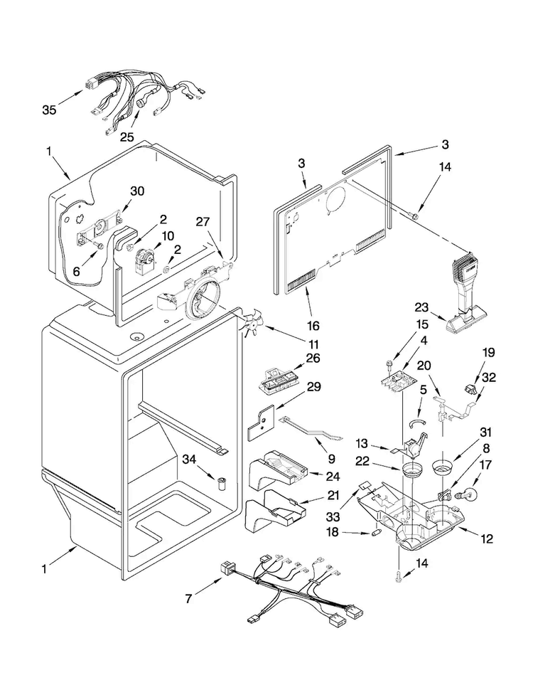Liner Parts Diagram and Parts List for M1TXEMMWQ02  Maytag Refrigerator