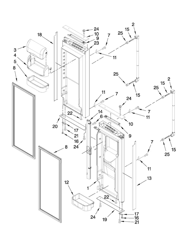 Refrigerator Door Parts Diagram and Parts List for JFC2089WTB7  Jenn-Air Refrigerator