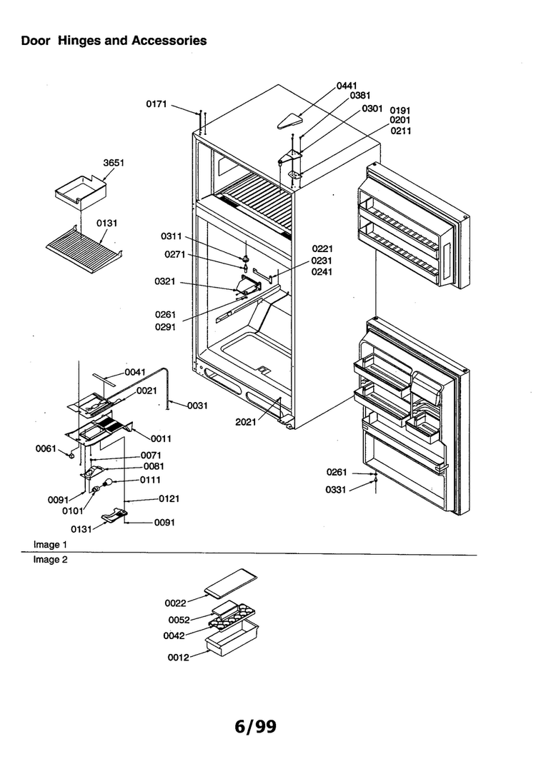 Door/hinges And Accessories Diagram and Parts List for TSI25VE-P1308102WE  Amana Refrigerator