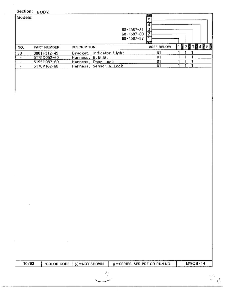 Body Page 3 Diagram and Parts List for 68-4587-87  Magic Chef Range