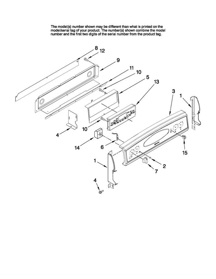 Control Panel Parts Diagram and Parts List for MER5752BAS17  Maytag Range