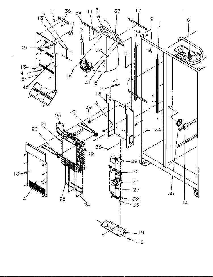 Evaporator And Air Handling Diagram and Parts List for SRD325S5W-P1199401WW  Amana Refrigerator