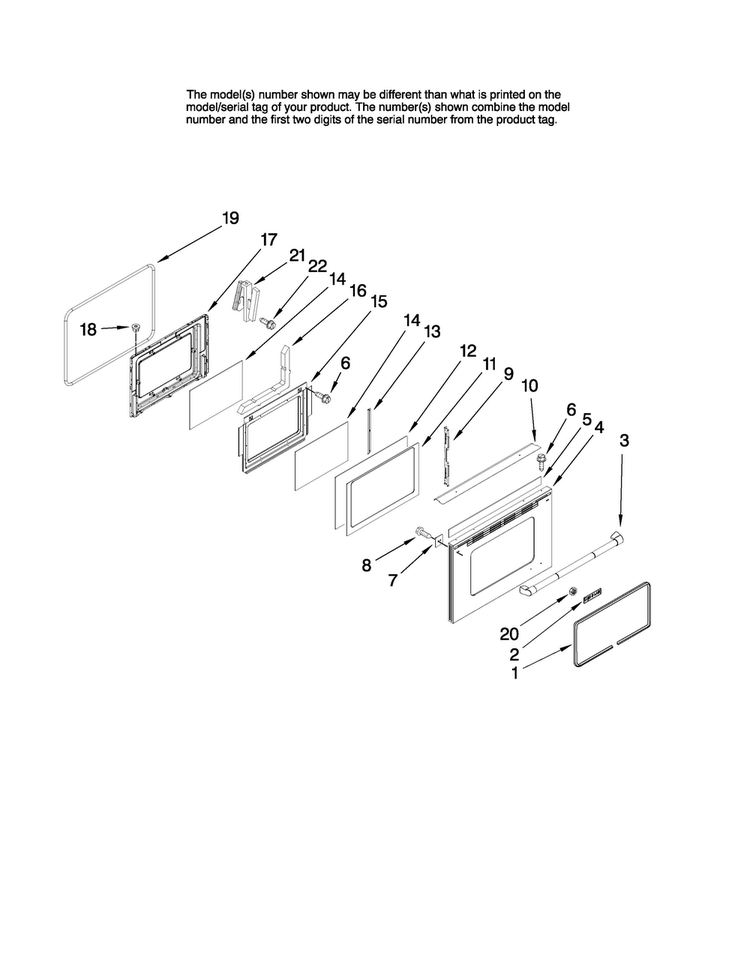 Lower Door Parts Diagram and Parts List for JGR8890ADP21  Jenn-Air Range