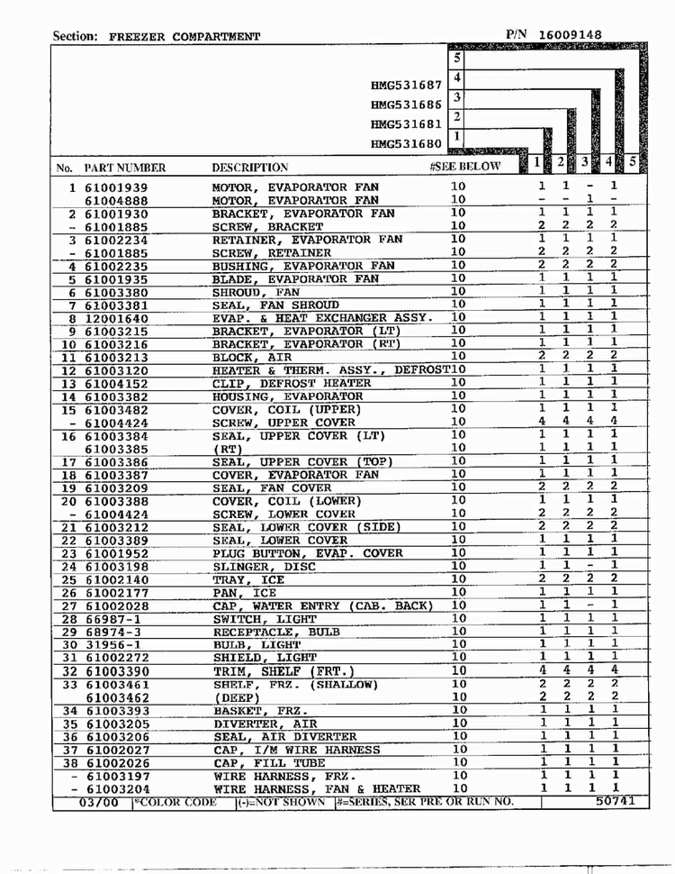 Freezer Compartment Page 2 Diagram and Parts List for HMG531680  Admiral Refrigerator