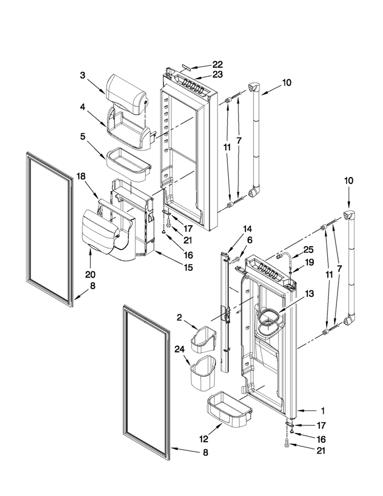 Refrigerator Door Parts Diagram and Parts List for JFI2089AEP9  Jenn-Air Refrigerator