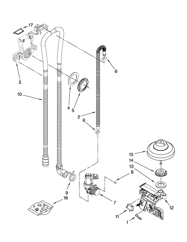 Fill, Drain And Overfill Parts Diagram and Parts List for MDB8959SAS0  Maytag Dishwasher