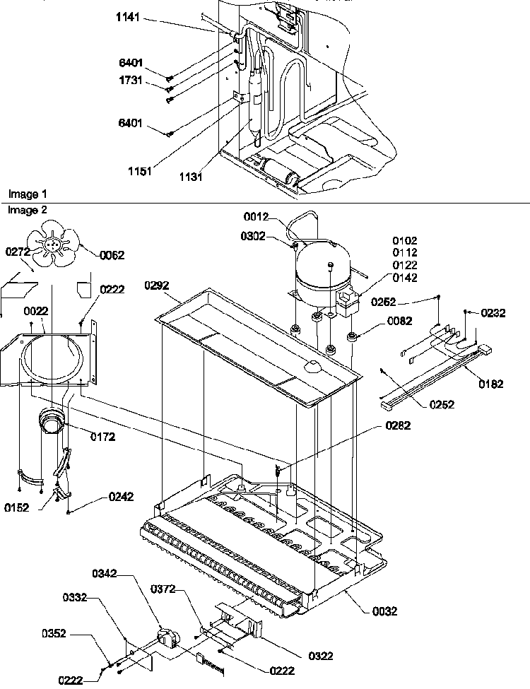 Machine Compartment Assembly Diagram and Parts List for BG20T2L-P1316303WL  Amana Refrigerator