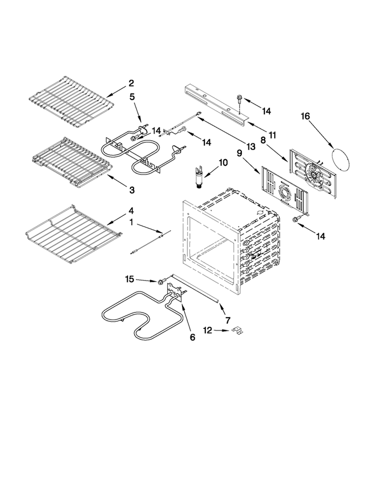 Internal Oven Parts Diagram and Parts List for JJW2727WS01  Jenn-Air Wall Oven