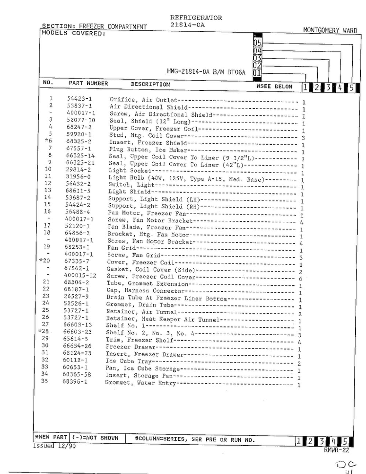 Freezer Compartment Page 2 Diagram and Parts List for 21814-0A  Admiral Refrigerator