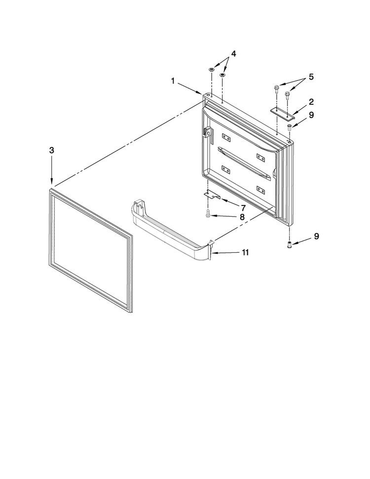 Freezer Door Parts Diagram and Parts List for ABB2221WEW0  Amana Refrigerator