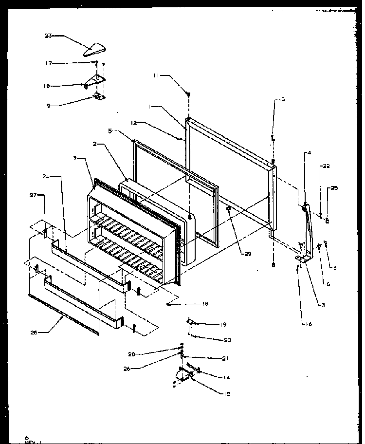 Freezer Door Diagram and Parts List for TS18RBW-P1158407WW  Amana Refrigerator