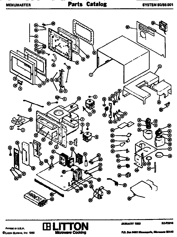 Replacement Parts Diagram and Parts List for 80 66001 Amana Microwave