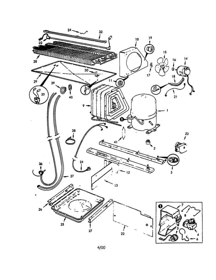 Compressor Diagram and Parts List for RB17C-1A  Magic Chef Refrigerator