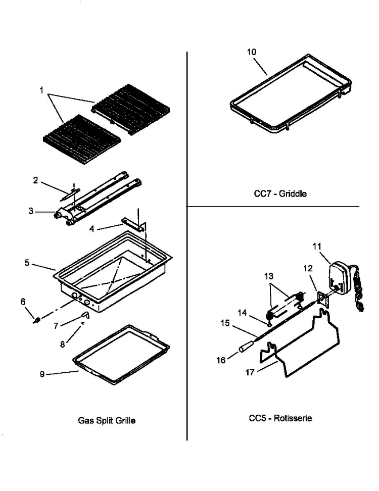Cc7 & Cc5 Gas Diagram and Parts List for AKDG2K-P1131628NK  Amana Cooktop