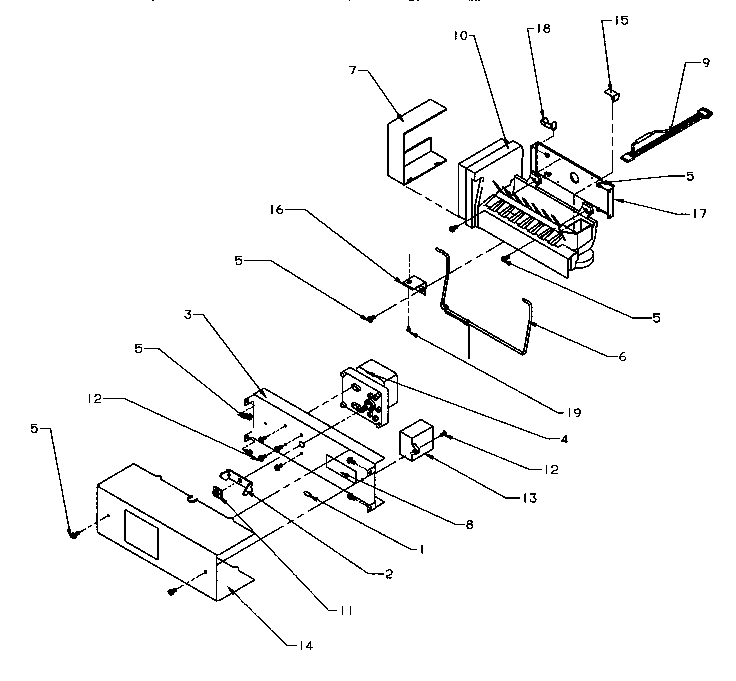 Ice Maker Diagram and Parts List for SRD20S4W-P1190801WW  Amana Refrigerator