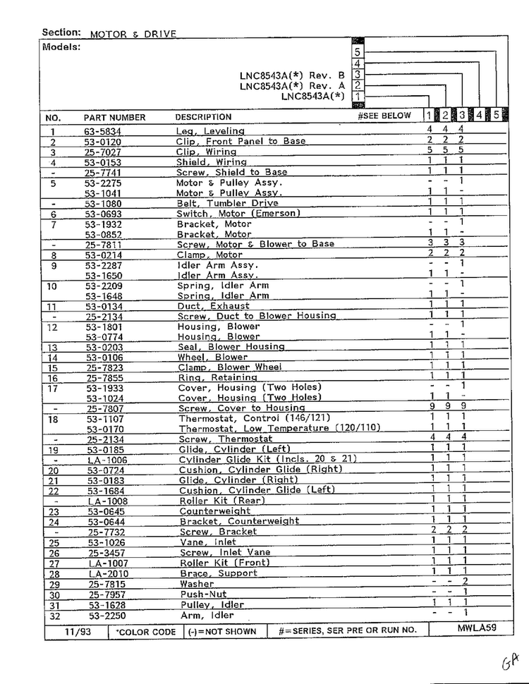Motor And Drive Page 2 Diagram and Parts List for 8543A  Norge Dryer