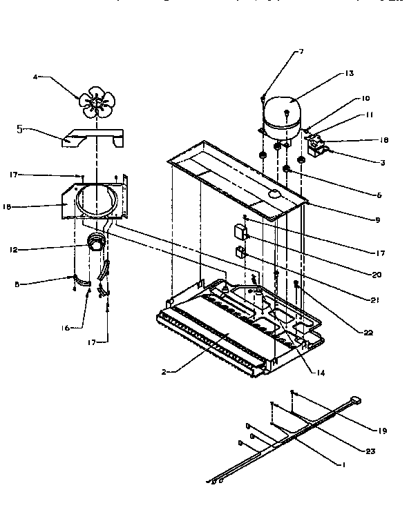 Compressor Compartment Diagram and Parts List for TX22R2-P1157706W  Amana Refrigerator