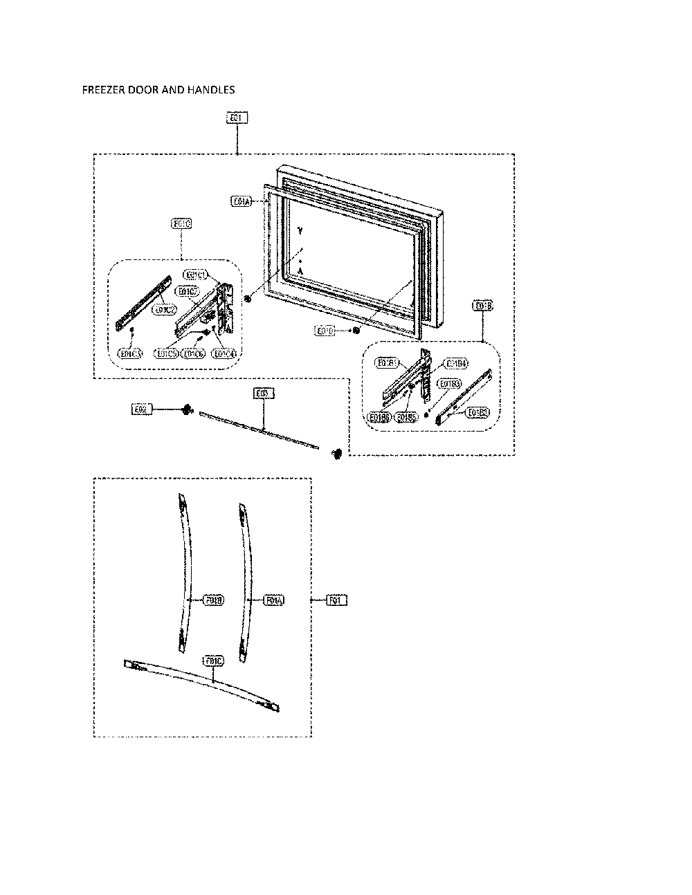 Freezer Door/Handles Diagram and Parts List for 11173302910  Kenmore Refrigerator