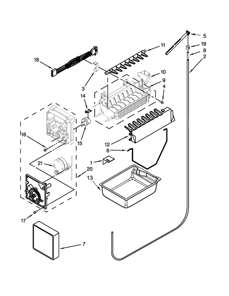 Icemaker Parts Diagram and Parts List for MFF2558DEM00  Maytag Refrigerator