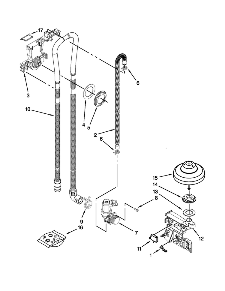 Fill, Drain And Overfill Parts Diagram and Parts List for MDB7760SAS1  Maytag Dishwasher